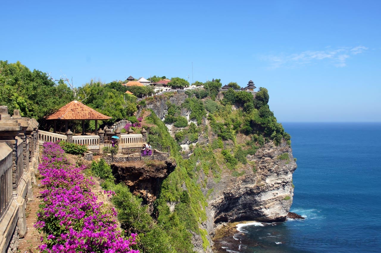 Uluwatu temple cliffs above the ocean in Bali